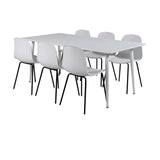 Jídelní stůl Polar 180 cm - Bílá deska / Bílé nohy+Arktická jídelní židle - Černé nohy - Bílý Plast_6
