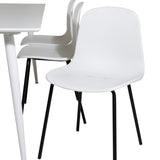 Jídelní stůl Polar 180 cm - Bílá deska / Bílé nohy+Arktická jídelní židle - Černé nohy - Bílý Plast_6