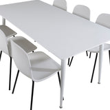 Jídelní stůl Polar 180 cm - Bílá deska / Bílé nohy+Arktická jídelní židle - Černé nohy - Bílý Plast_6
