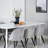 Polar Jídelní stůl 180 cm - Bílá deska / Bílé nohy + Sametová jídelní židle Mosaz - Světle šedá / Black_6