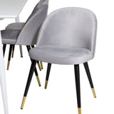 Polar Jídelní stůl 180 cm - Bílá deska / Bílé nohy + Sametová jídelní židle Mosaz - Světle šedá / Black_6