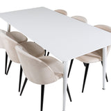 Polar Jídelní stůl 180 cm - Bílá deska / Bílé nohy + Sametová jídelní židle - Béžová / Černá_6