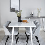 Polar Jídelní stůl 180 cm - Bílá deska / Bílé nohy + Sametová jídelní židle Manšestr - Světle Šedá / Černá_6