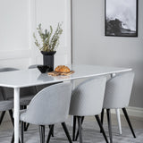 Polar Jídelní stůl 180 cm - Bílá deska / Bílé nohy + Sametová jídelní židle Manšestr - Světle Šedá / Černá_6
