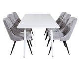 Jídelní stůl Polar 180 cm - Bílá deska / Bílé nohy + Jídelní židle Velvet Deluxe - Světle šedá / Černá_6