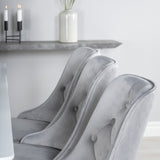 Jídelní stůl Polar 180 cm - Bílá deska / Bílé nohy + Jídelní židle Velvet Deluxe - Světle šedá / Černá_6