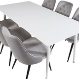 Jídelní stůl Polar 180 cm - Bílá deska / Bílé nohy + Jídelní židle Velvet Deluxe - Světle šedá / Černá_6