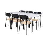 Polar Jídelní stůl 180 cm - Bílá deska / Bílé nohy + Jídelní židle Polly - Černá / Přírodní _6