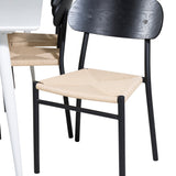 Polar Jídelní stůl 180 cm - Bílá deska / Bílé nohy + Jídelní židle Polly - Černá / Přírodní _6