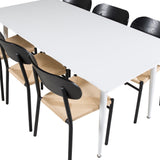 Polar Jídelní stůl 180 cm - Bílá deska / Bílé nohy + Jídelní židle Polly - Černá / Přírodní _6