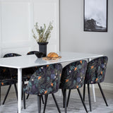 Jídelní stůl Polar 180 cm - Bílá deska / Bílé nohy+Sametová jídelní židle - Black Flower fabric_6