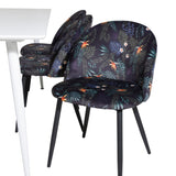 Jídelní stůl Polar 180 cm - Bílá deska / Bílé nohy+Sametová jídelní židle - Black Flower fabric_6