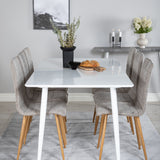 Polar Jídelní stůl 180 cm - Bílá deska / Bílé nohy+Windu Lyx Jídelní židle - Světle šedá / Dub_6