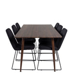 Jídelní stůl Polar 180 cm - Ořechová deska - Ořechové nohy+Muce Jídelní židle - Černé nohy - Černá Fabric_6