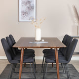 Jídelní stůl Polar 180 cm - Ořechová deska - Ořechové nohy+Muce Jídelní židle - Černé nohy - Černá Fabric_6