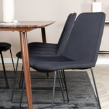 Jídelní stůl Polar 180 cm - Ořechová deska - Ořechové nohy+Muce Jídelní židle - Černé nohy - Černá Fabric_6