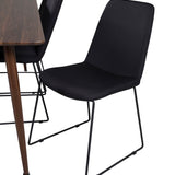 Jídelní stůl Polar 180 cm - Ořechová deska - Ořechové nohy+Muce Jídelní židle - Černé nohy - Černá Fabric_6