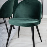 Jídelní stůl Marina - černá deska / černé nohy + sametová jídelní židle - zelená / černá_6