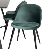 Jídelní stůl Marina - černá deska / černé nohy + sametová jídelní židle - zelená / černá_6