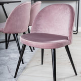 Jídelní stůl Marina - černá deska / černé nohy + sametová jídelní židle - růžová / černá_6