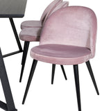 Jídelní stůl Marina - černá deska / černé nohy + sametová jídelní židle - růžová / černá_6