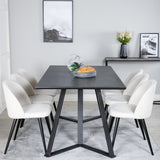 Jídelní stůl Marina - černá deska / černé nohy + sametová jídelní židle manšestrová - béžová / černá_6