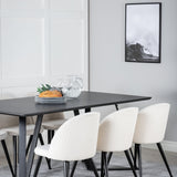 Jídelní stůl Marina - černá deska / černé nohy + sametová jídelní židle manšestrová - béžová / černá_6