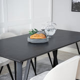 Jídelní stůl Marina - černá deska / černé nohy + sametová jídelní židle manšestrová - béžová / černá_6