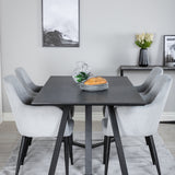 Jídelní stůl Marina - černá deska / černé nohy + komfortní jídelní židle - černé nohy / světle šedý manšestr _4