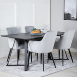 Jídelní stůl Marina - černá deska / černé nohy + komfortní jídelní židle - černé nohy / světle šedý manšestr _4