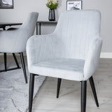 Jídelní stůl Marina - černá deska / černé nohy + komfortní jídelní židle - černé nohy / světle šedý manšestr _4