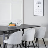 Jídelní stůl Marina - černá deska / černé nohy + sametová jídelní židle manšestr - světle šedá / černá_6