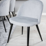 Jídelní stůl Marina - černá deska / černé nohy + sametová jídelní židle manšestr - světle šedá / černá_6