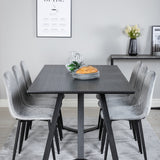 Jídelní stůl Marina - černá deska / černé nohy + jídelní židle Polar Diamond - černé nohy - šedá Velvet_6