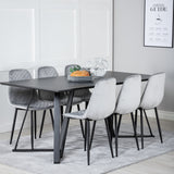 Jídelní stůl Marina - černá deska / černé nohy + jídelní židle Polar Diamond - černé nohy - šedá Velvet_6