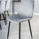 Jídelní stůl Marina - černá deska / černé nohy + jídelní židle Polar Diamond - černé nohy - šedá Velvet_6