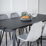 Jídelní stůl Marina - černá deska / černé nohy + jídelní židle Polar Diamond - černé nohy - šedá Velvet_6