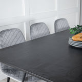 Jídelní stůl Marina - černá deska / černé nohy + jídelní židle Polar Diamond - černé nohy - šedá Velvet_6
