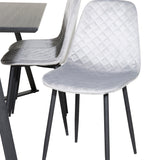 Jídelní stůl Marina - černá deska / černé nohy + jídelní židle Polar Diamond - černé nohy - šedá Velvet_6