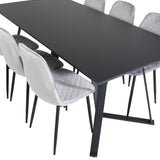 Jídelní stůl Marina - černá deska / černé nohy + jídelní židle Polar Diamond - černé nohy - šedá Velvet_6