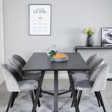 Jídelní stůl Marina - černá deska / černé nohy + sametová jídelní židle - světle šedá / černá_6