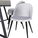 Jídelní stůl Marina - černá deska / černé nohy + sametová jídelní židle - světle šedá / černá_6