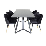 Jídelní stůl Marina - černá deska / černé nohy + sametová jídelní židle mosaz - černá / černá_6