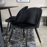 Jídelní stůl Marina - černá deska / černé nohy + sametová jídelní židle mosaz - černá / černá_6