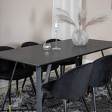 Jídelní stůl Marina - černá deska / černé nohy + sametová jídelní židle mosaz - černá / černá_6