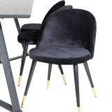 Jídelní stůl Marina - černá deska / černé nohy + sametová jídelní židle mosaz - černá / černá_6