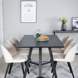 Jídelní stůl Marina - černá deska / černé nohy + sametová jídelní židle - béžová / černá_6