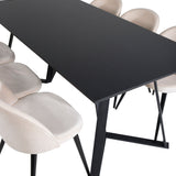 Jídelní stůl Marina - černá deska / černé nohy + sametová jídelní židle - béžová / černá_6