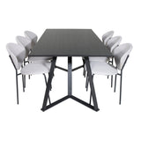 Jídelní stůl Marina - Černá deska / Černé nohy + Jídelní židle Vault - Černé nohy - Šedá látka_6