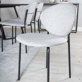 Jídelní stůl Marina - Černá deska / Černé nohy + Jídelní židle Vault - Černé nohy - Šedá látka_6